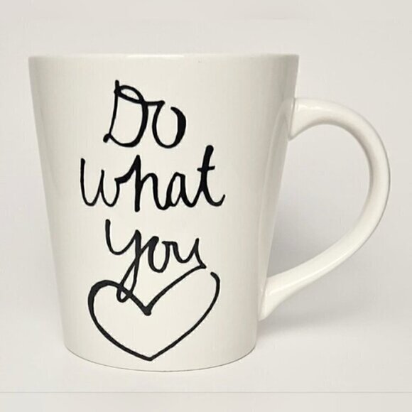 Indigo “Do What You Love” Inspirational Ceramic Coffee Mug – White Script - Picture 3 of 6